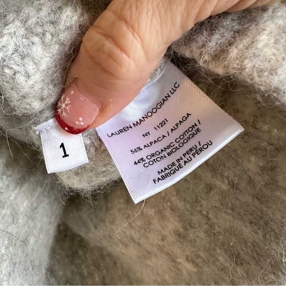 Lauren Manoogian Made In Peru Alpaca Cotton Mock Neck Gray Sweater - Picture 4 of 4